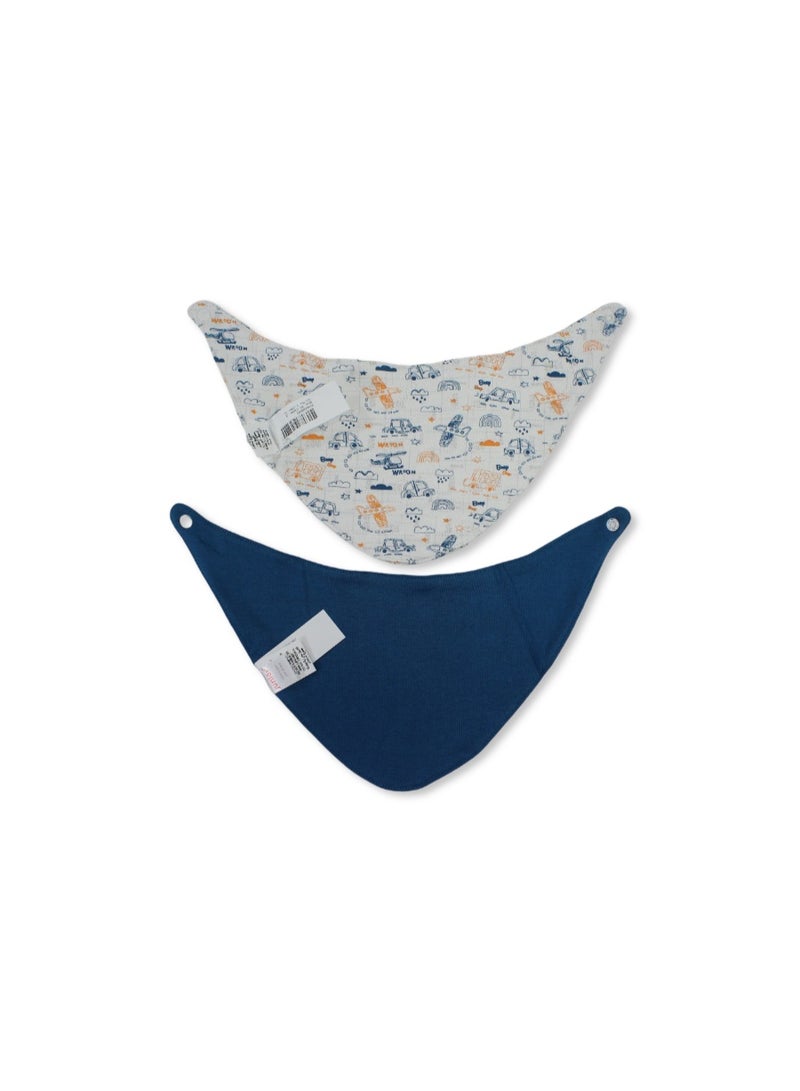Junior Cotton Bib – Salmon + Off-White with "Beep" Print - Image 2